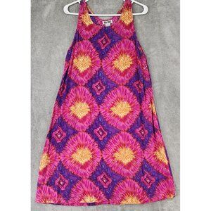 Dee Dee's Dress Womens Medium Purple Pink Yellow Sleeveless Boho Hippie Tie Dye